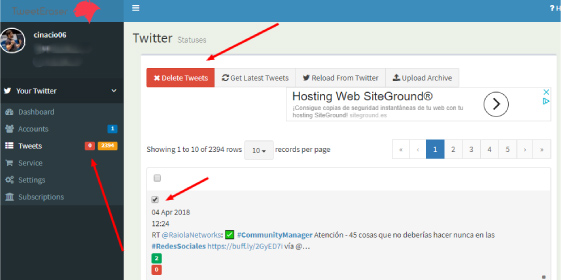 como eliminar tweets con Tweeteraser
