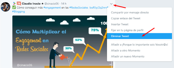 como borrar tweets antiguos manualmente