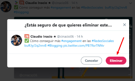 como eliminar tweets manualmente