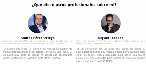 testimonios en la página acerca de mí o sobre mí ejemplos