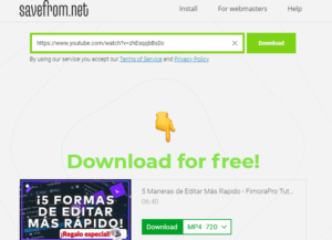 Savefrom.net pagina web para descargar videos online