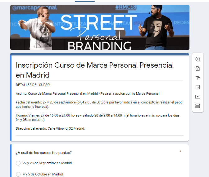 Ejemplo de un formulario creado 