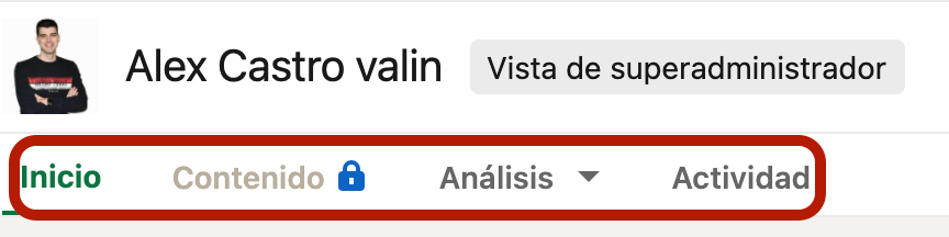menú del administrador de business lk