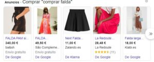 anuncio de google en Campañas de Shopping