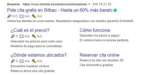Tipos de Campañas de google ads - anuncio google red de búsqueda