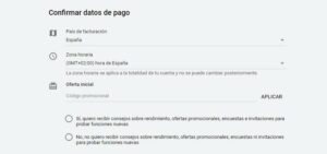 Confirmar Datos de Pago en Adwords