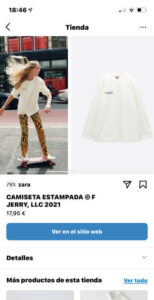 Zara ejemplo de Instagram Shopping España