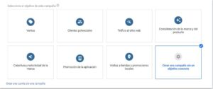 Objetivo de campaña para crear una campaña de búsqueda en Google Ads