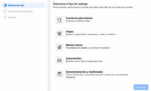 seleciona el tipo de catalogo para insta o facebook