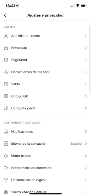 AJUSTES Y PRIVACIDAD DE TIKTOK