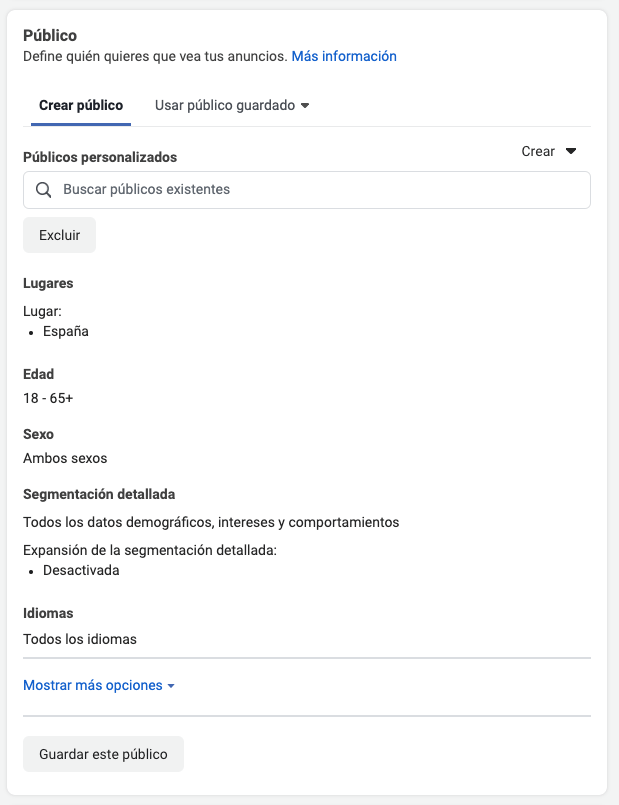 como crear audiencia en facebook