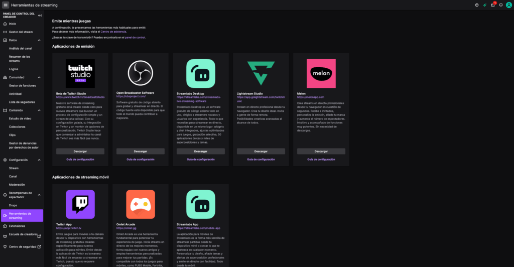 herramientas de streaming