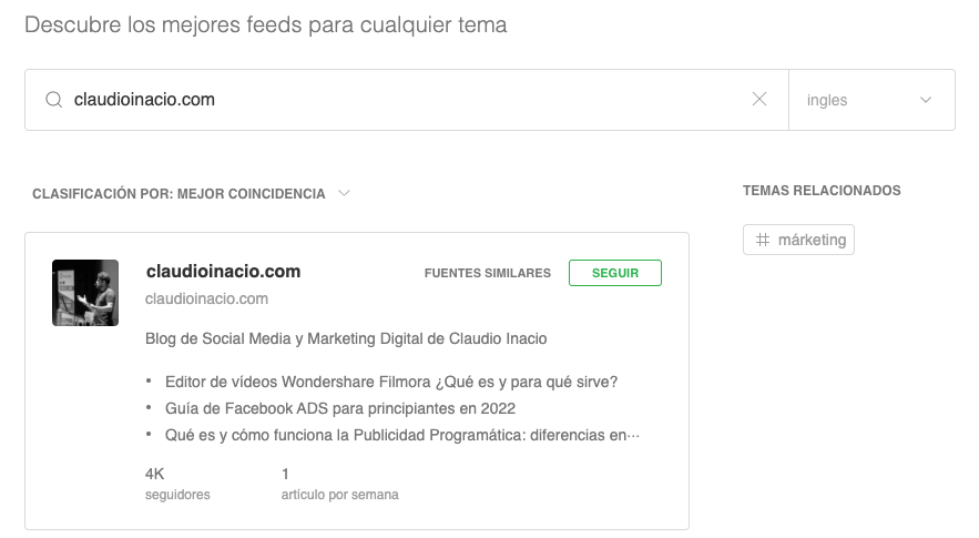 Cómo añadir Feedly a mi blog o página web