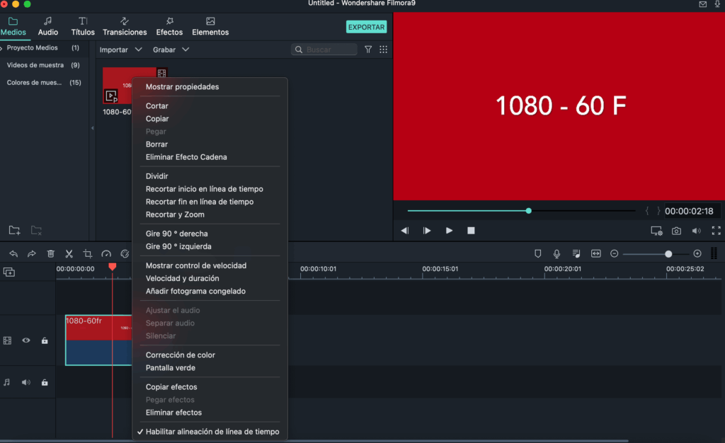 Cortar Separar Rotar Ajustar Videos en filmora 9