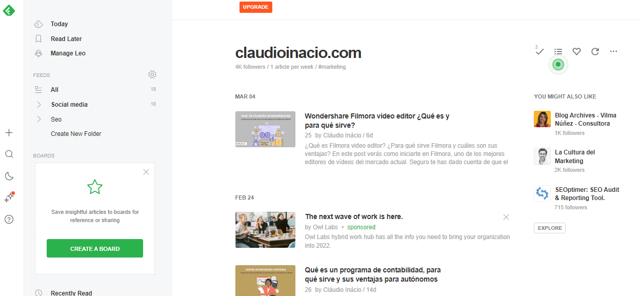 como es feedly en español