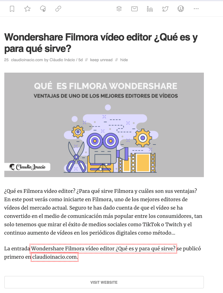 guardar y compartir contenido en feedly