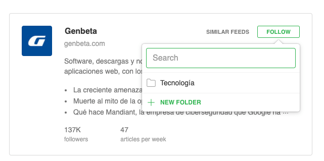 organizar las noticias de feedly