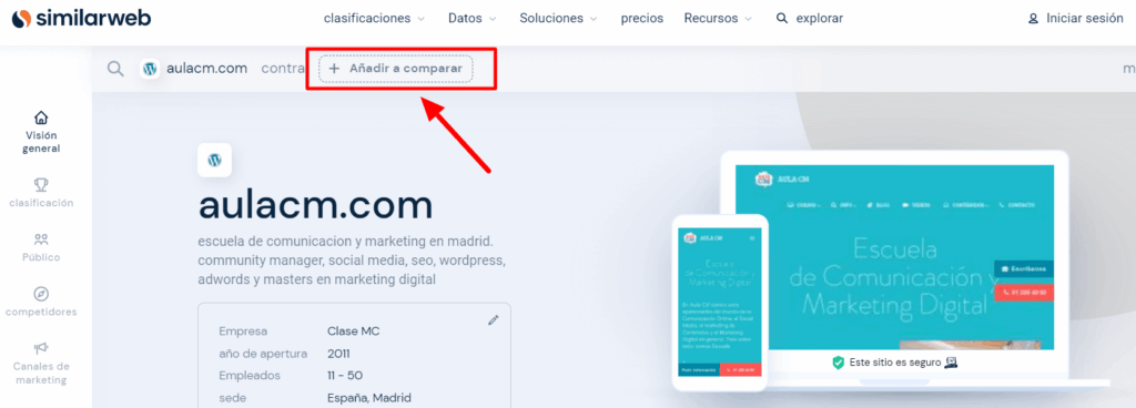 botón para comparar