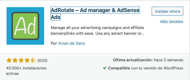 Plugin para anuncios, AdRotate Ad manager Adsense ADS