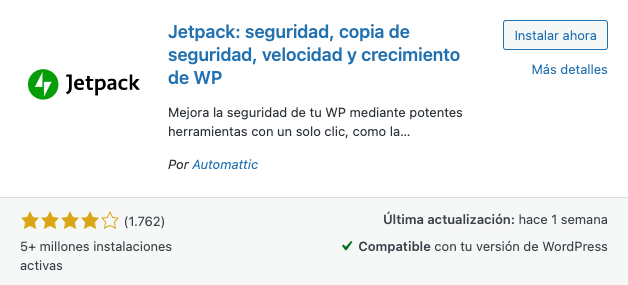 plugin de seguridad Jetpack seguridad copia de seguridad velocidad y crecimiento de WP