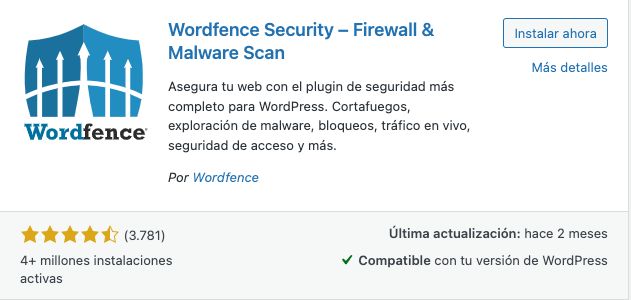plugin de seguridad wordpress Wordfence Security Firewall Malware Scan