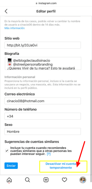Desactivar mi cuenta temporalmente en 2022