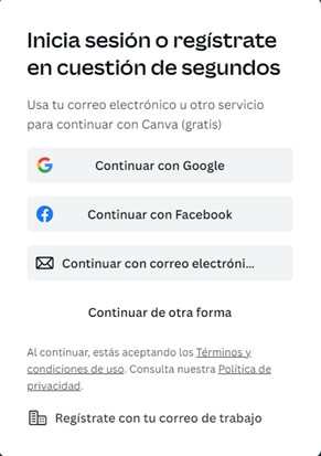 Crear una cuenta en Canva