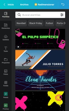 interfaz para crear diseño en Canva