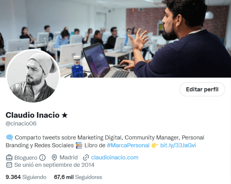 portada perfil twitter claudio inacio