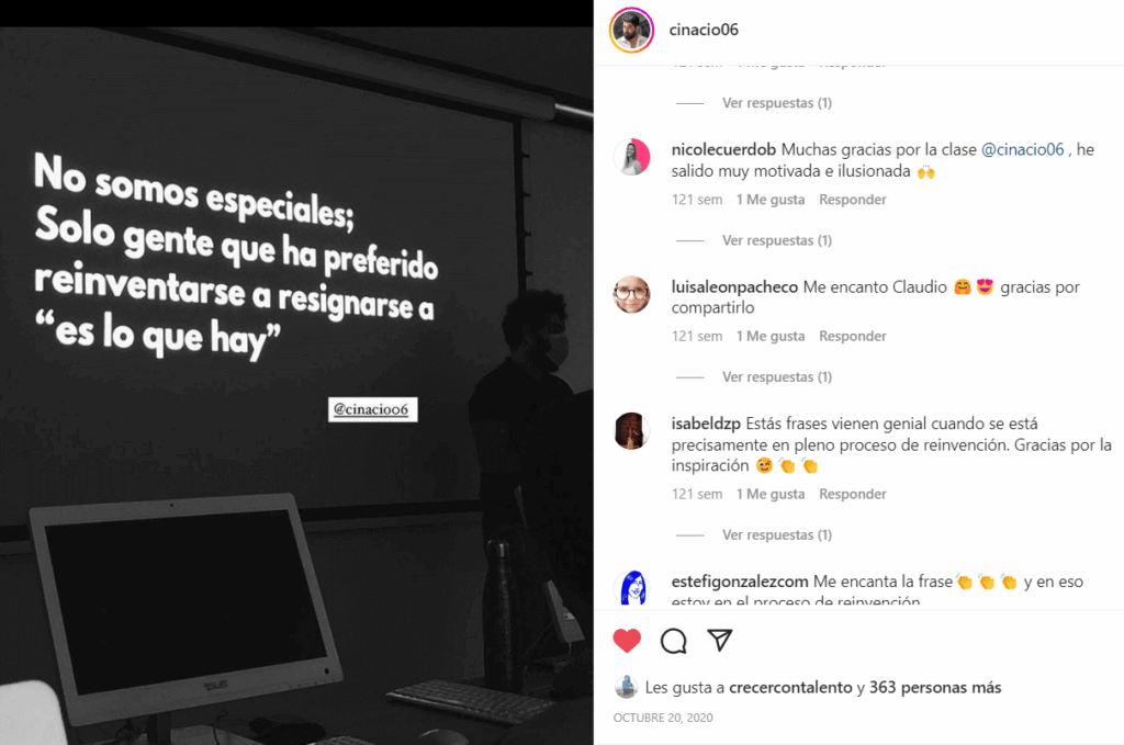 ejemplo de storytelling en redes sociales con frases