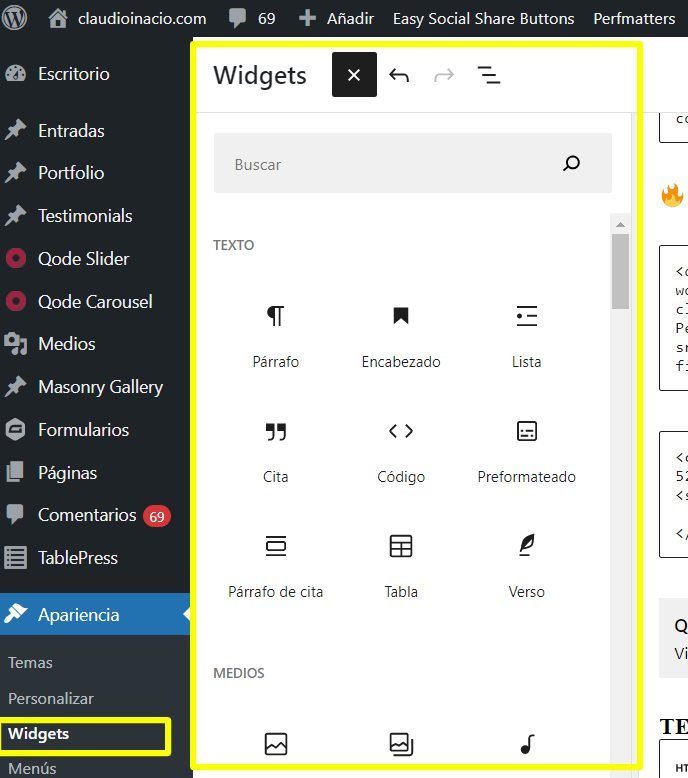 widgets en wordpress