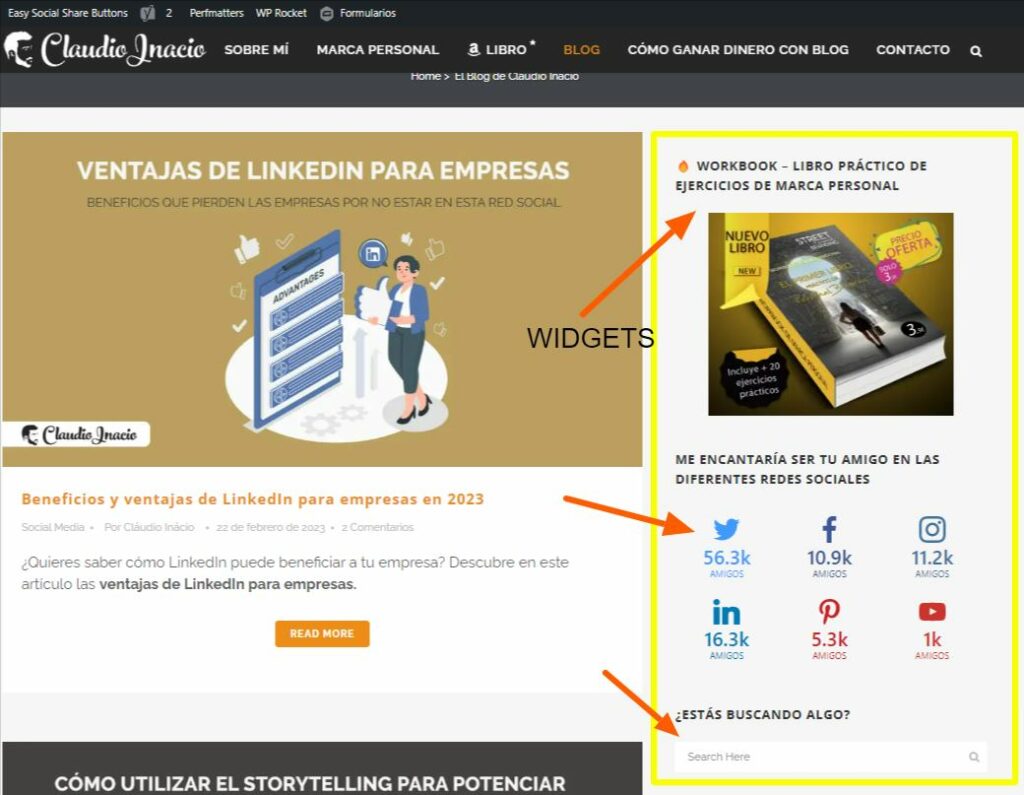 widgets en blog wordpress