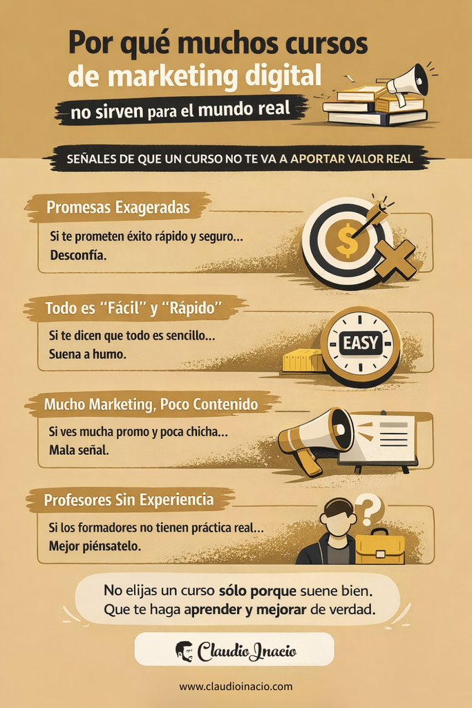 infografia con señales para escoger un curso de marketing digital